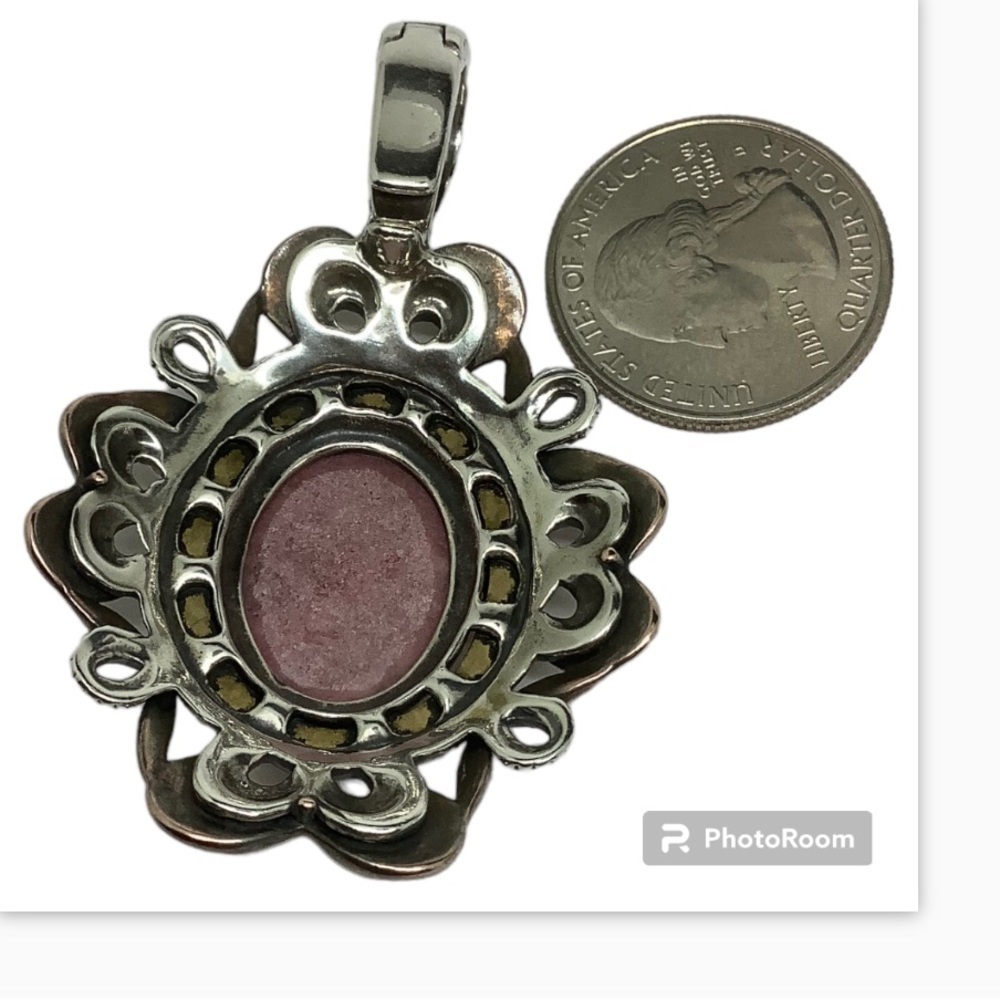 Carolyn Pollack Relios Sterling Silver Copper Brass Rhodonite Pendant - Picture 4 of 6